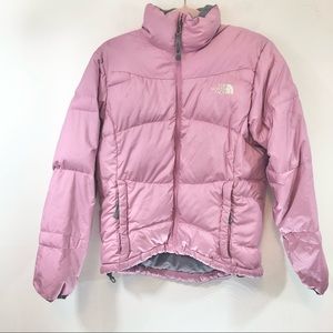 THE NORTH FACE Rose Pink Goose Down Full Zip Puffer Jacket Small